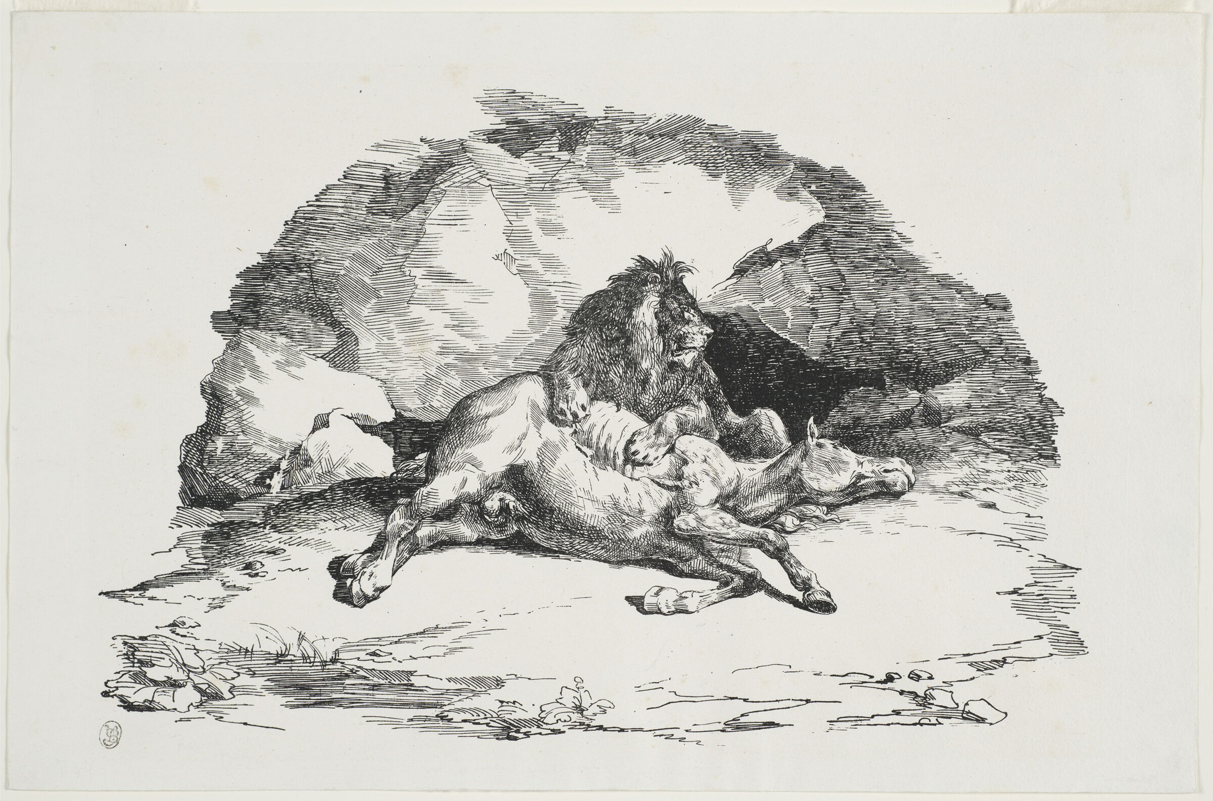 Lion Devouring A Horse