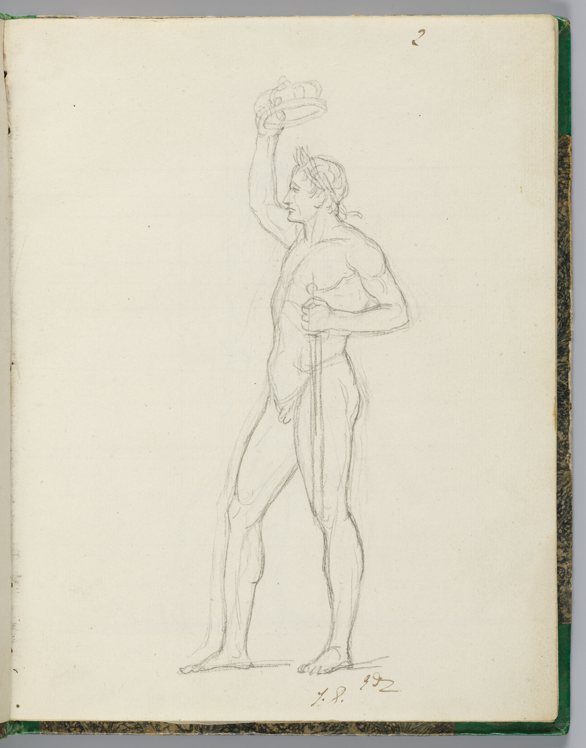 Napoleon, Nude, Crowning Himself While Holding A Sword; Verso: Napoleon, Nude, Crowning Himself