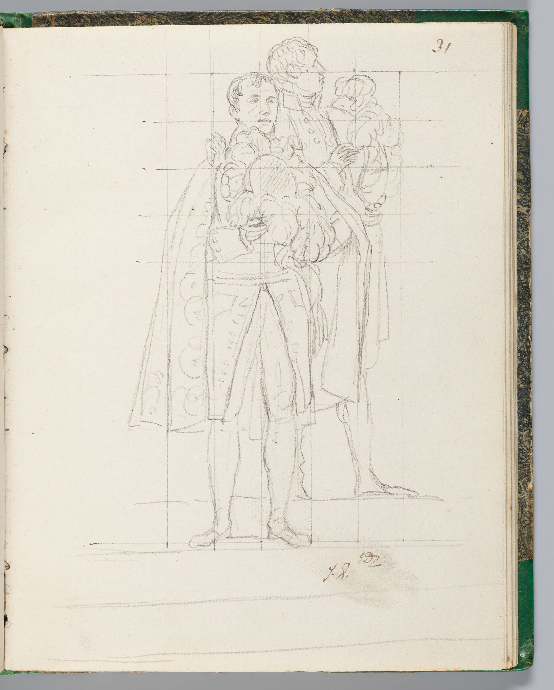 Sketch Of Two Chamberlains Holding Their Hats
