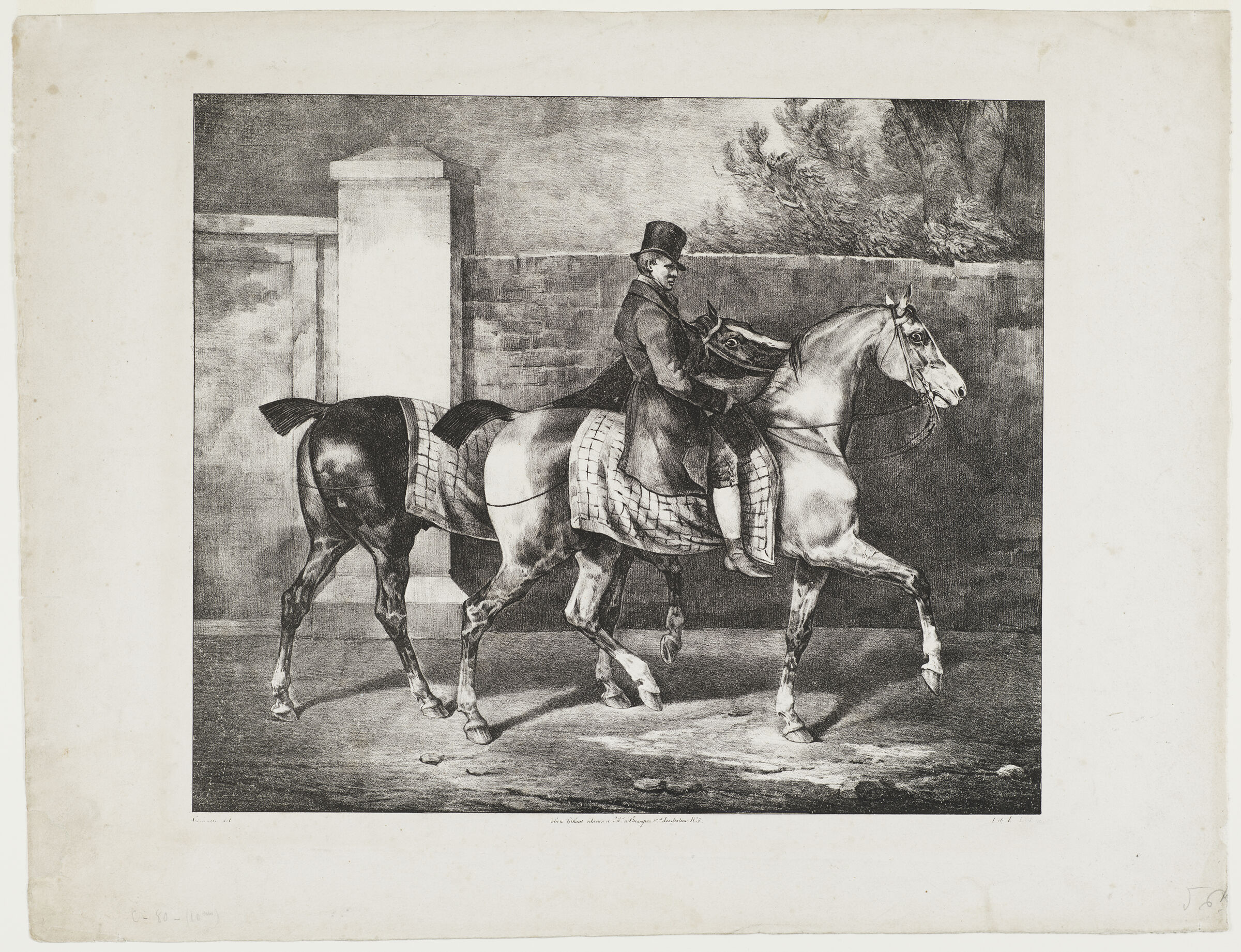 A Groom Exercising Two Horses