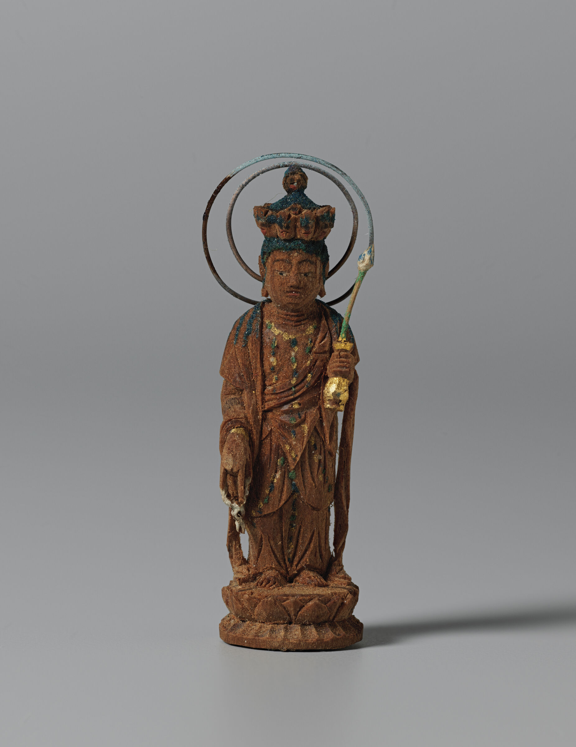 Small Image Of Eleven-Headed Avalokitesvara Bodhisattva (Japanese: Jūichimen Kannon) In A Cylindrical Shrine