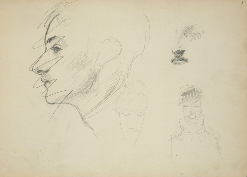 Profile Head And Three Faces; Verso: Profile Head Of Madame X (Madame Gautreau), Figures