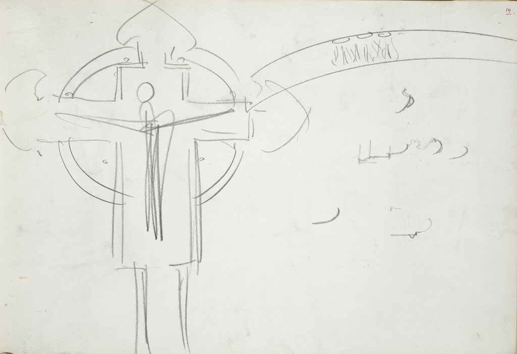 Sketch Of Crucifix And Vaulting Ornament; Verso: Column Base Profiles