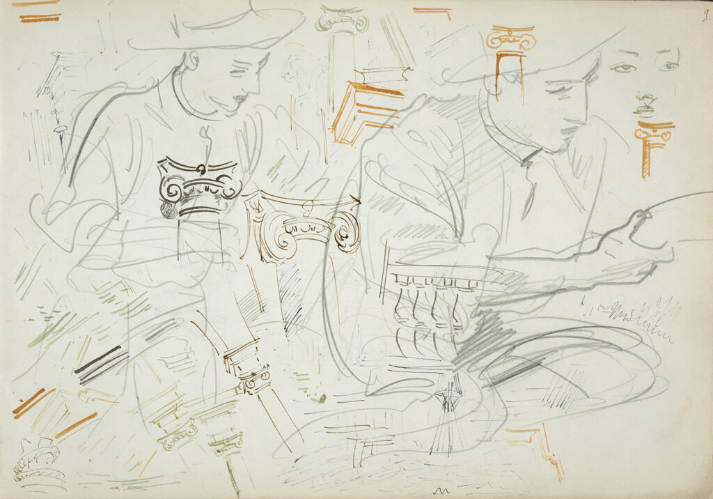 Studies Of Quarry Workers And Architectural Sketches; Verso: Quarry Workers