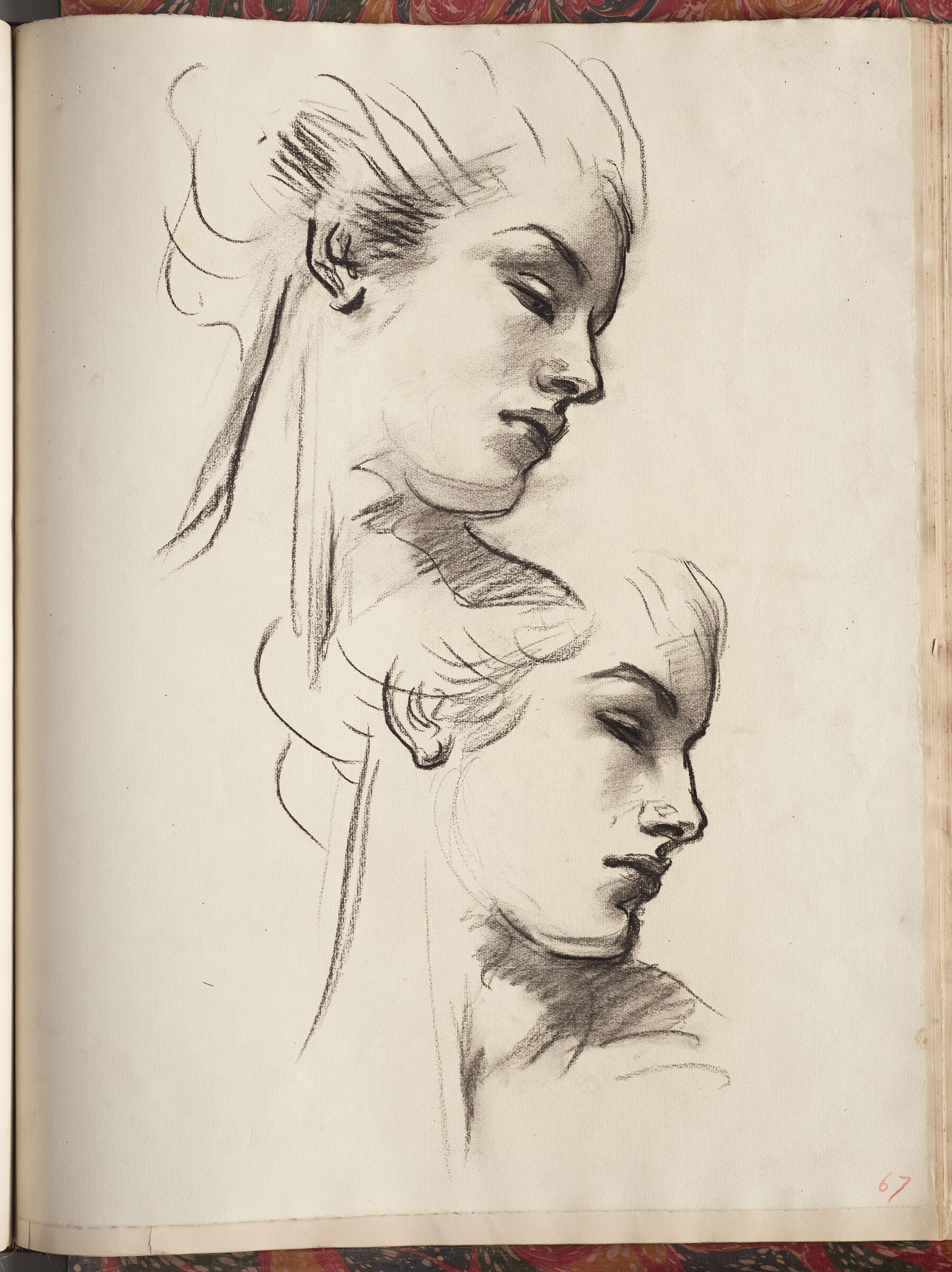 Two Female Heads, Profile Right