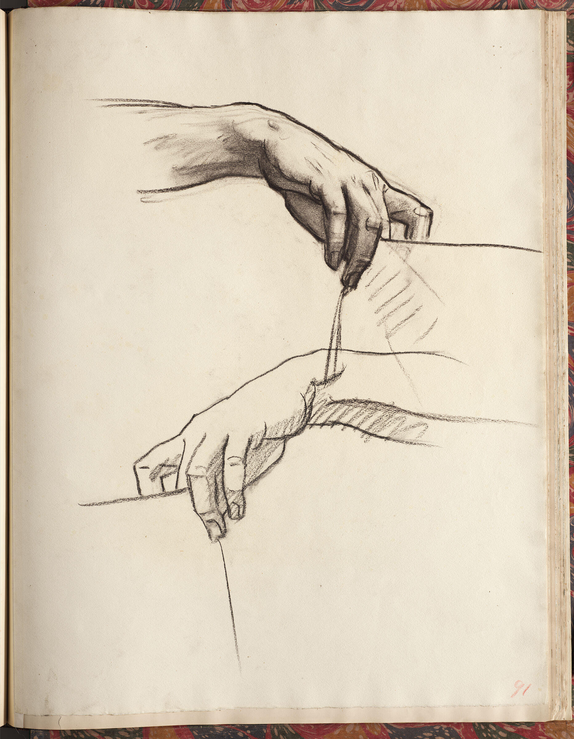 Two Studies Of Hands Holding Scroll For Seated Angel At Right, 