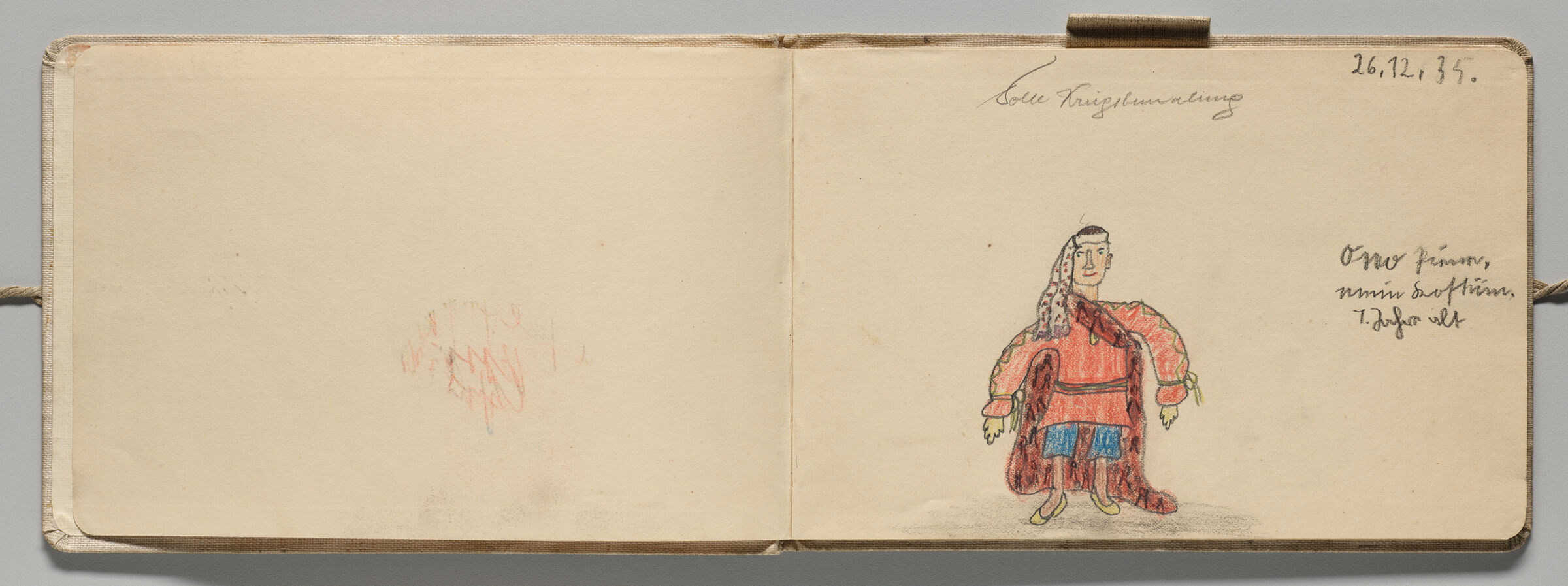 Untitled (Blank With Pigment Trace, Left Page); Untitled (Self-Portrait In Costume, Age 7, Right Page)