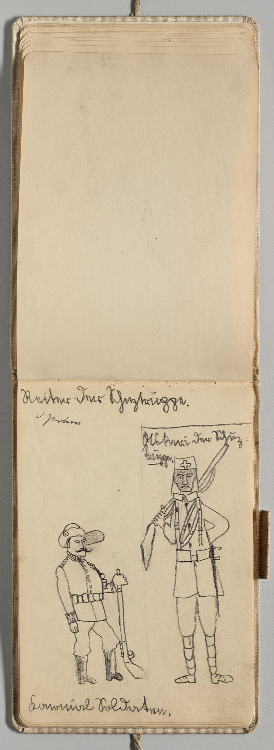 Untitled (Blank, Left Page); Untitled (Soldier And Medic, Right Page)
