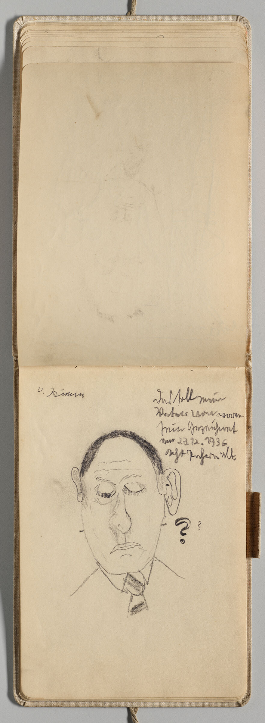Untitled (Blank, Left Page); Untitled (Male Head With Eyes Closed Or Down-Turned, Right Page)