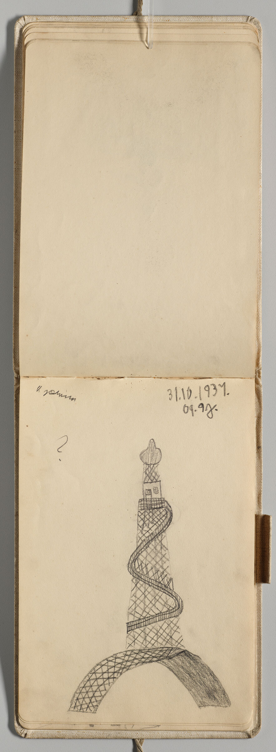 Untitled (Blank, Left Page); Untitled (Tower With Spiral Stairway, Right Page)