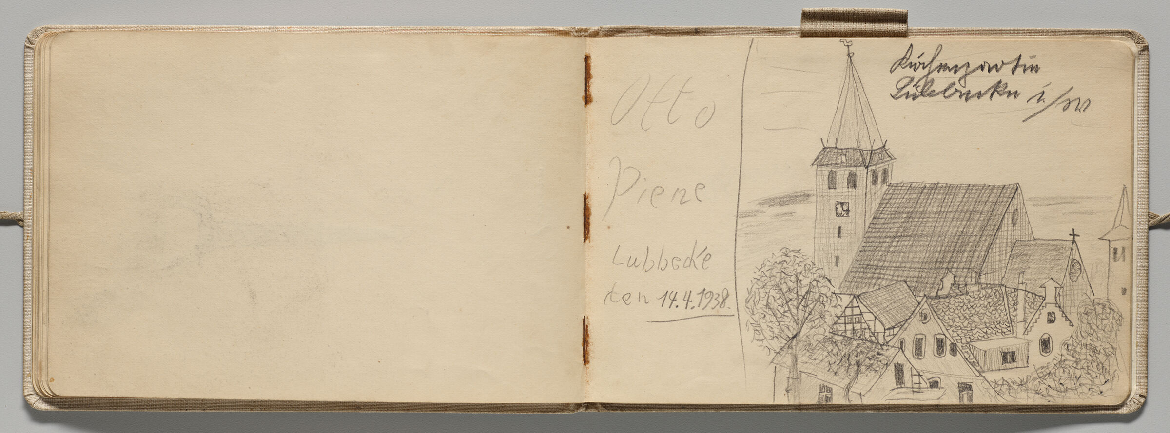 Untitled (Blank, Left Page); Untitled (Cityscape, Right Page)