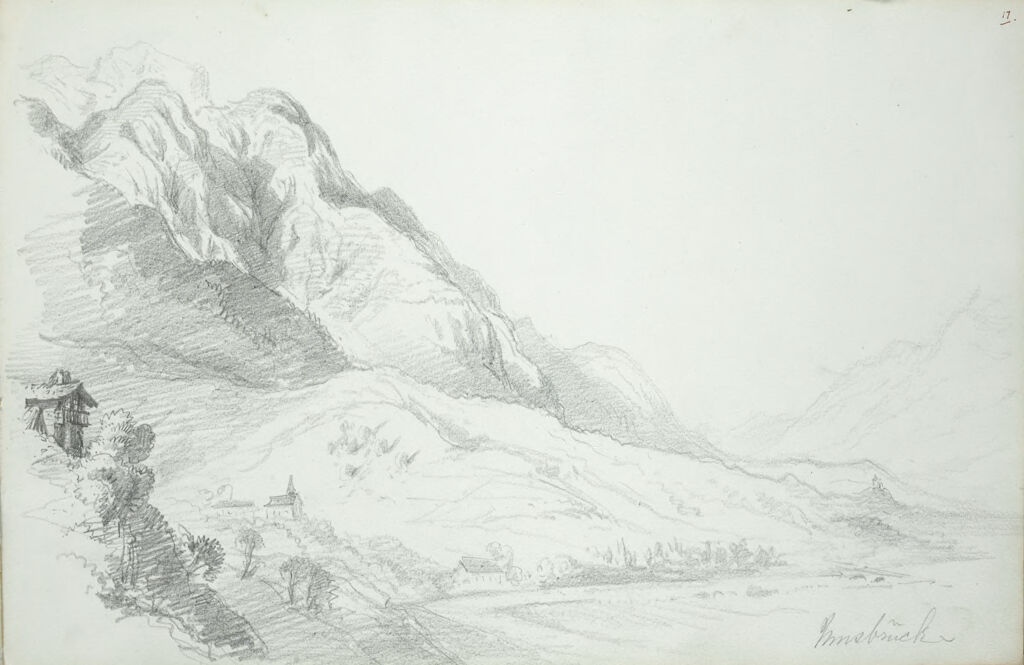 Mountain Landscape, Innsbruck, Austria; Verso: Sketches Of Figures And Cows
