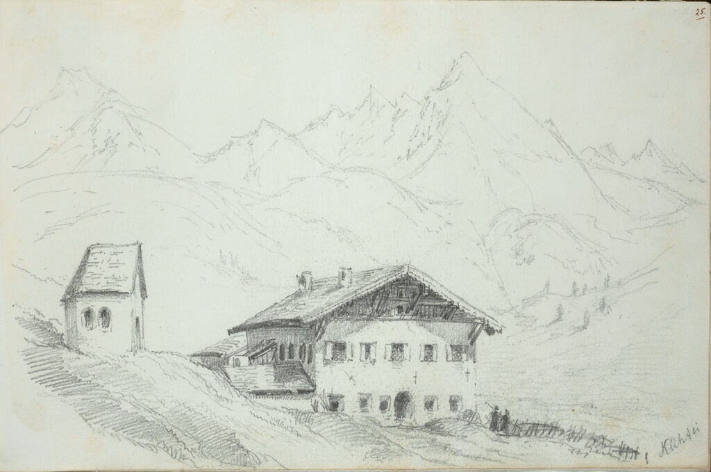 House In The Mountains, Kühtai; Verso: Sketches And Caricatures