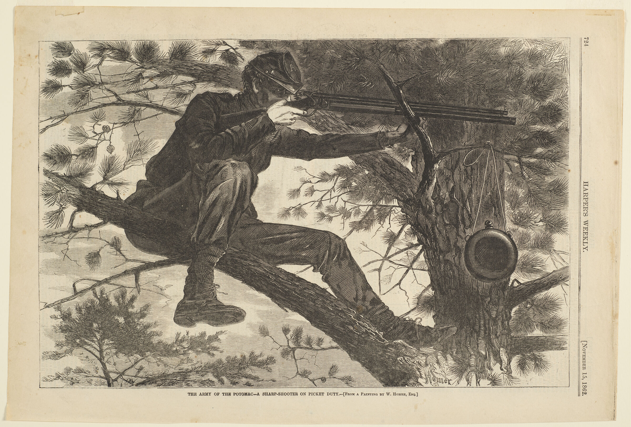 The Army Of The Potomac - A Sharp-Shooter On Picket Duty - [From A Painting By W. Homer, Esq.]