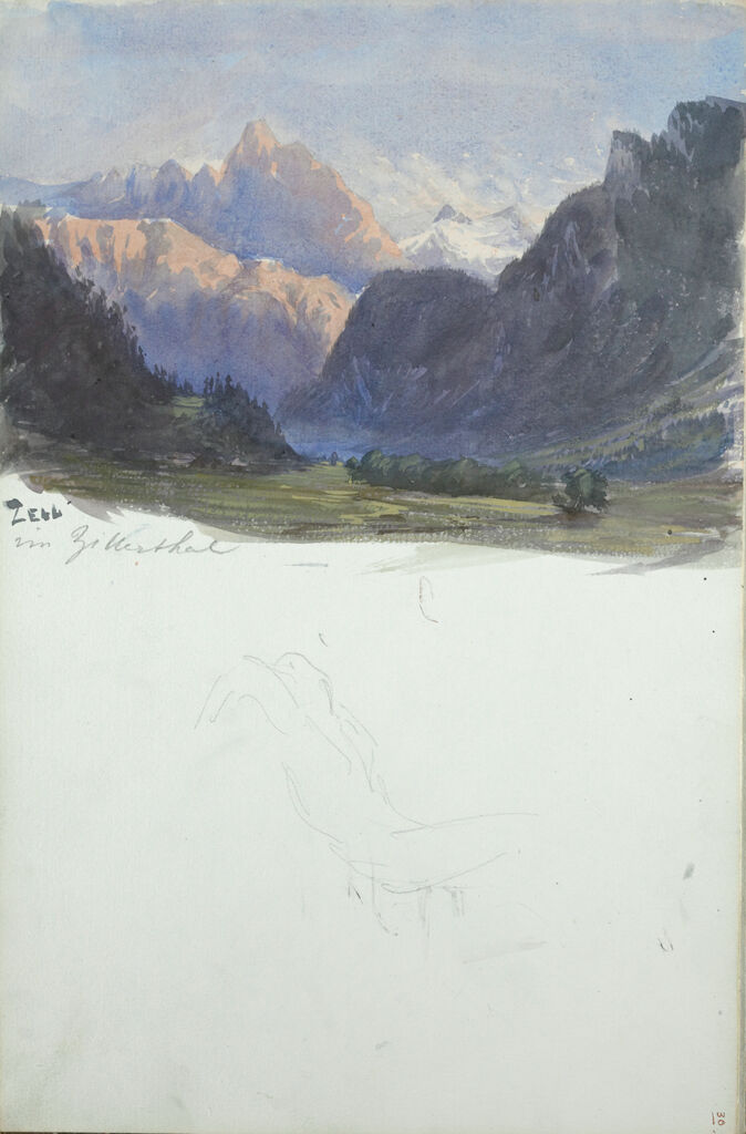 Mountain Landscape, Zell Im Zillerthal; Reclining Figure (?)