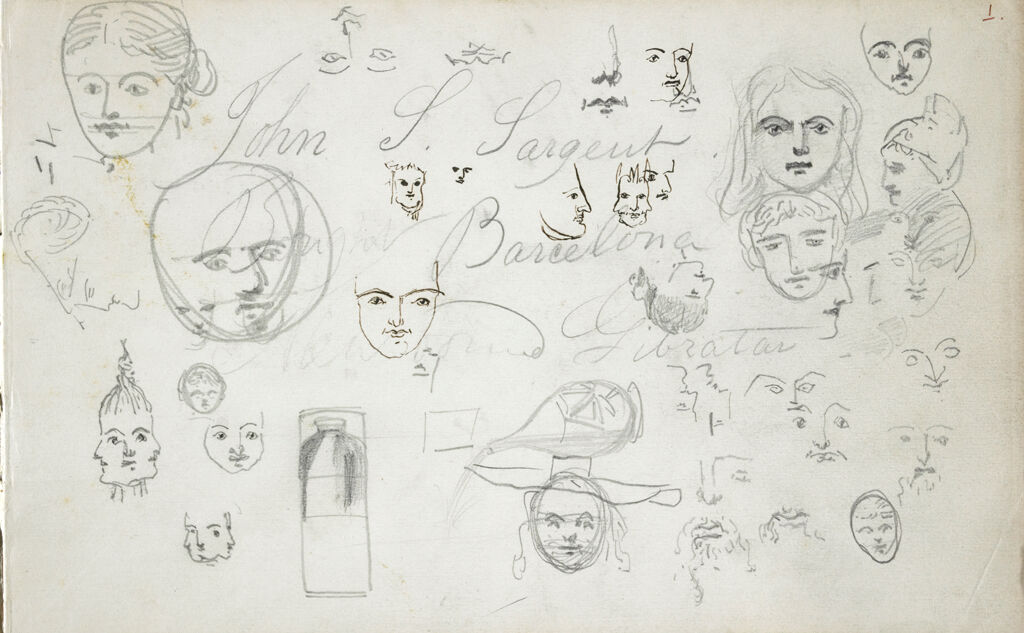Sketches Of Heads; Verso: Landscape