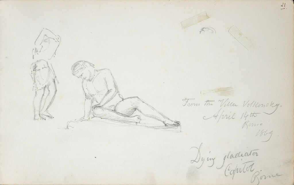 Dying Gladiator, After The Antique; Two Sketches Of Antinous, After The Antique