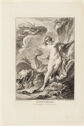 Print of nude woman surrounded by waves, monster, and armed man