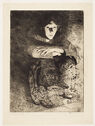 Print of seated woman lit from below