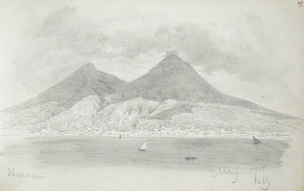 Mount Vesuvius; Verso: Victory And Cupid With Dolphin, After The Antique
