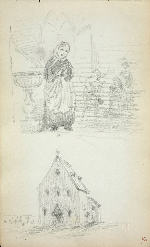 Sketch Of Figures; Study Of A House