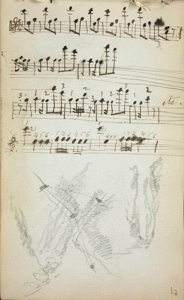 Musical Notations; Landscape Sketch (?)