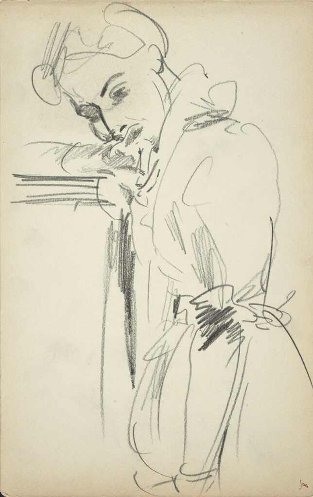 Informal Sketch Of Woman Leaning Her Face On Her Arm