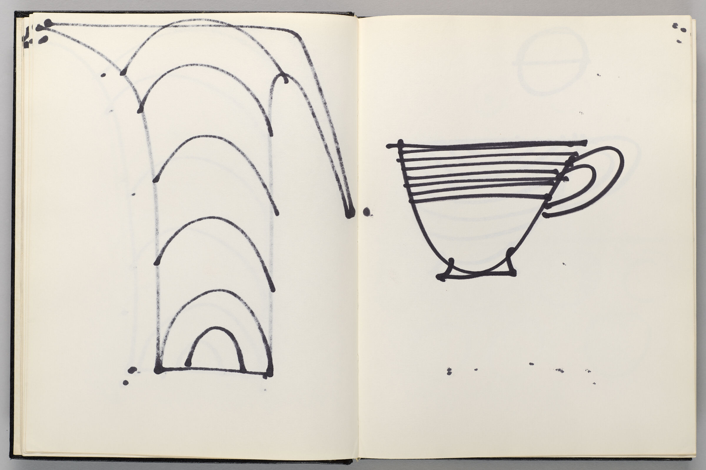 Untitled (Bleed-Through Of Previous Page, Left Page); Untitled (Ornamental Design For Coffee Cup (For Gropius' Rosenthal Design), Right Page)
