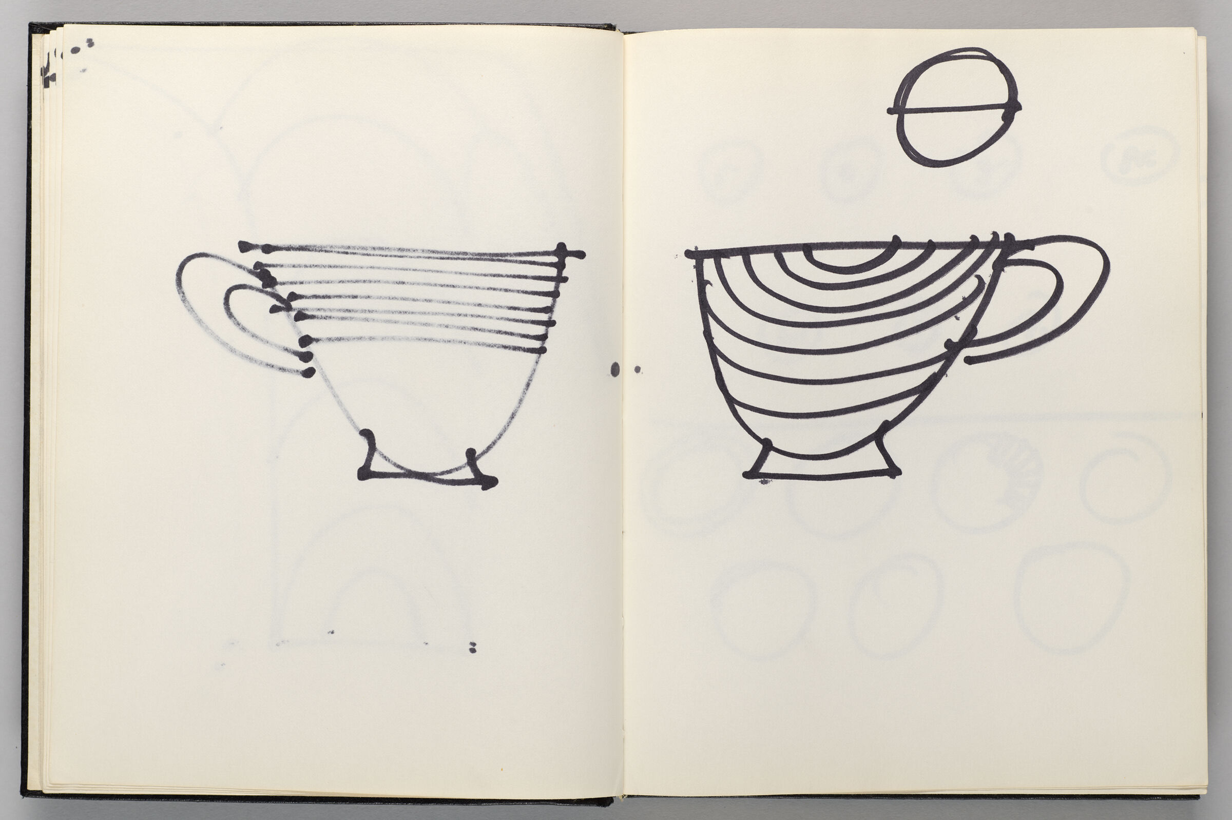 Untitled (Bleed-Through Of Previous Page, Left Page); Untitled (Ornamental Design For Coffee Cup (For Gropius' Rosenthal Design), Right Page)