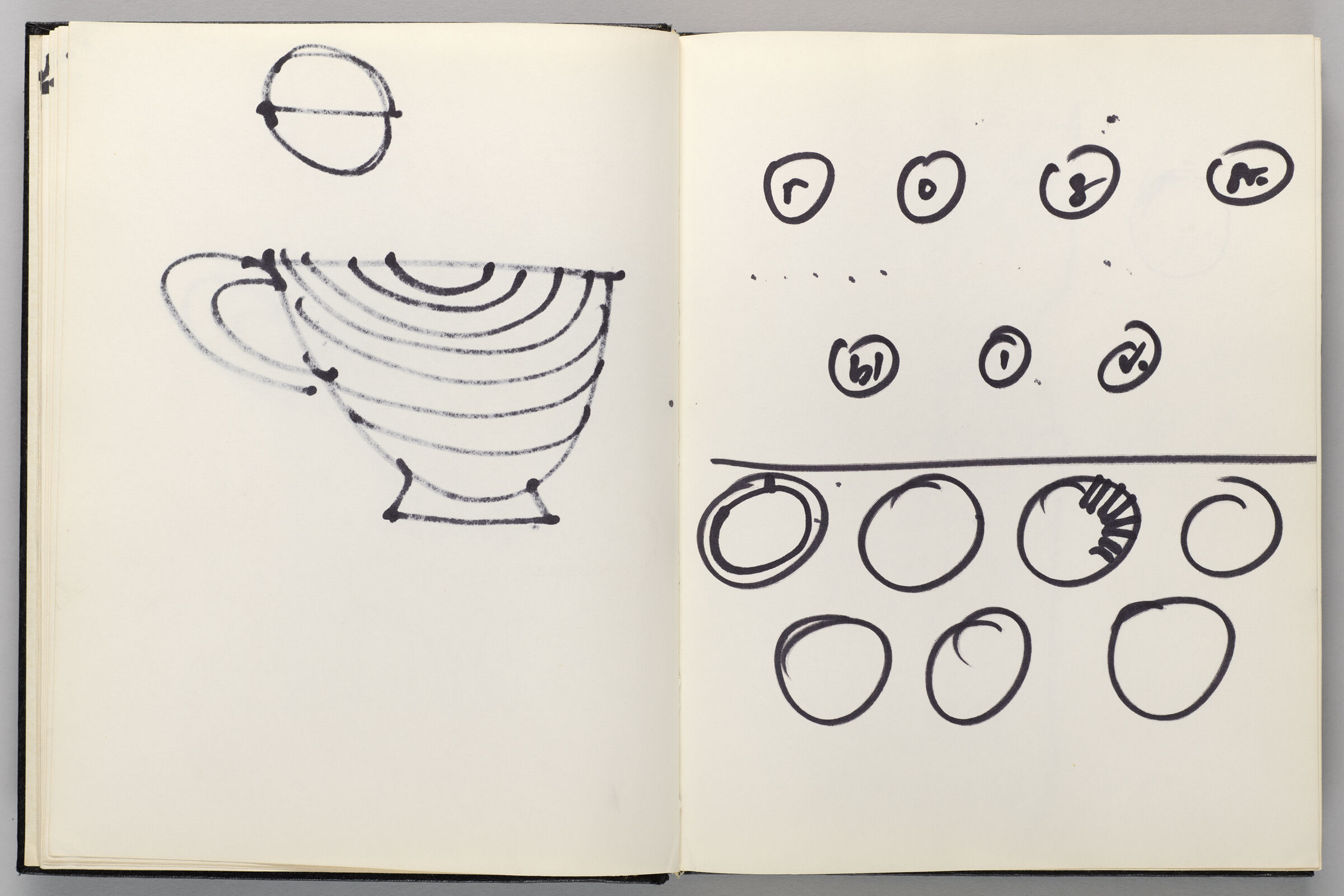 Untitled (Bleed-Through Of Previous Page, Left Page); Untitled (Ornamental Design For Porcelain Set, Right Page)