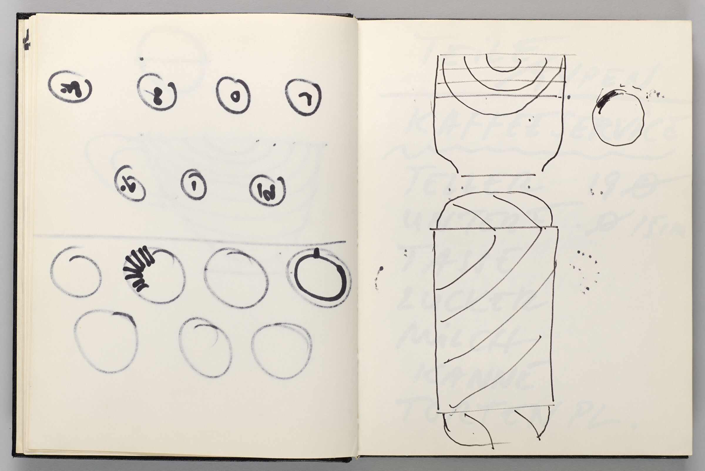 Untitled (Bleed-Through Of Previous Page, Left Page); Untitled (Ornamental Design For Porcelain Set, Right Page)