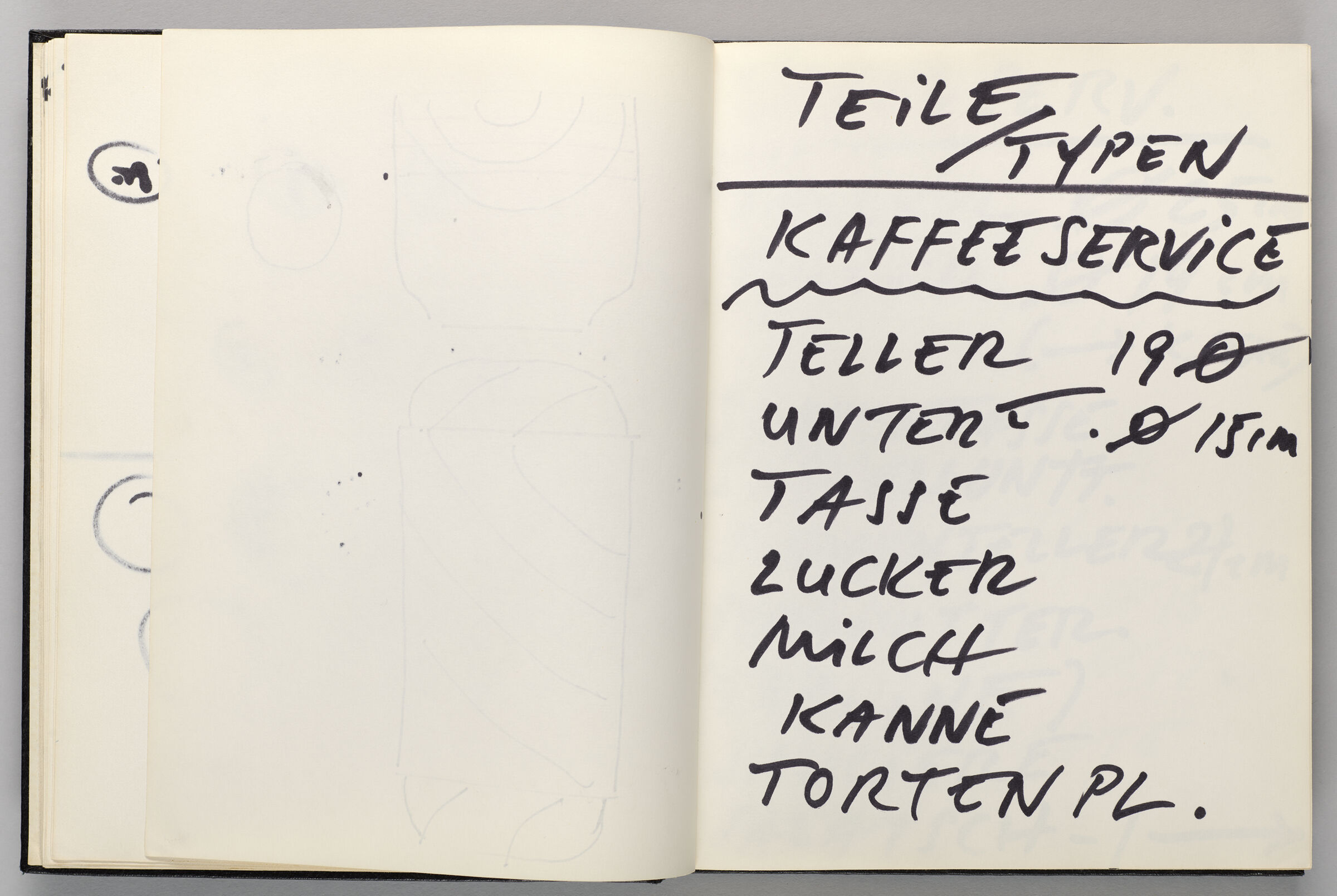 Untitled (Bleed-Through Of Previous Page, Left Page); Untitled (List Of Coffee Service Items, Right Page)