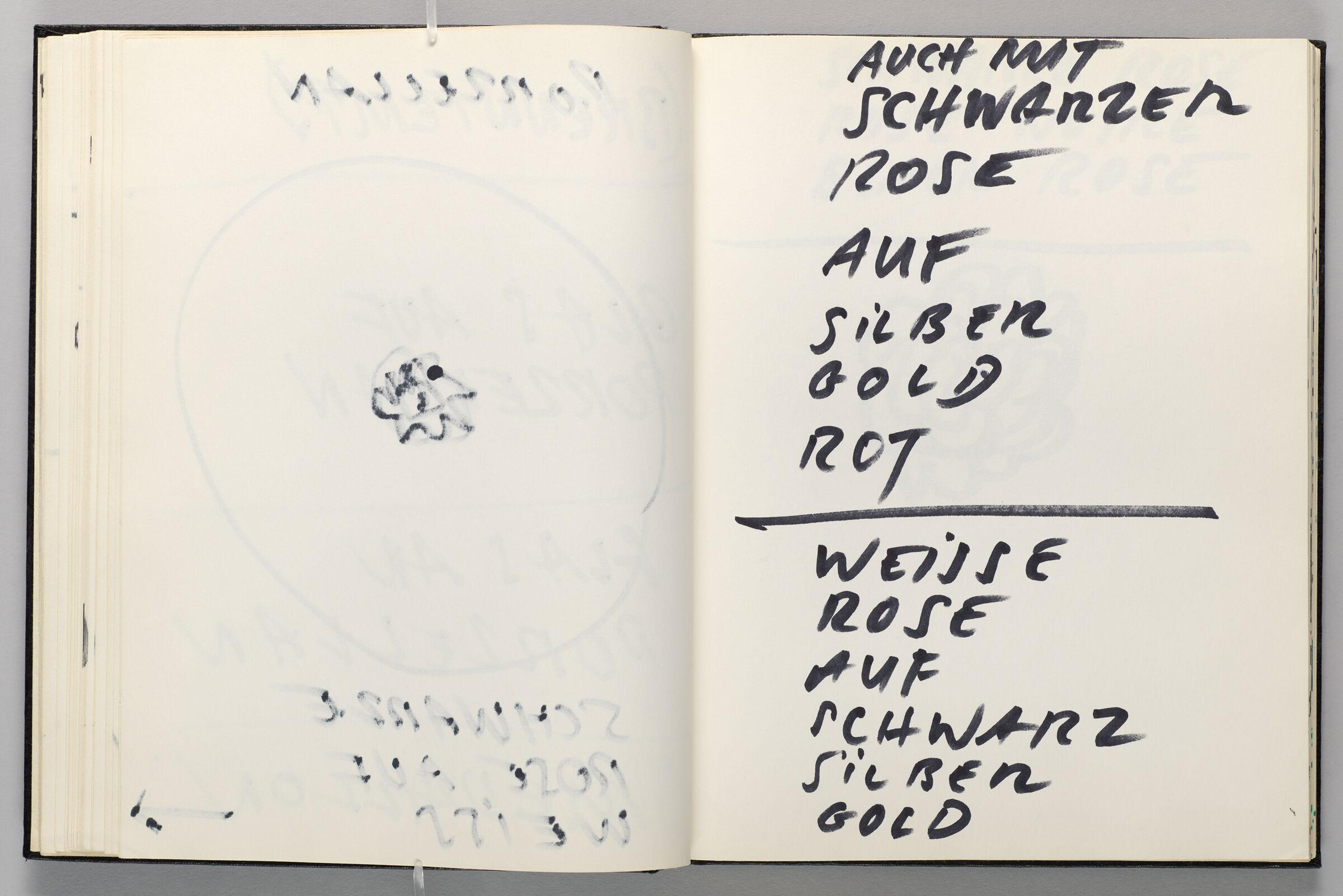 Untitled (Bleed-Through Of Previous Page, Left Page); Untitled (List For Glass Designs, Right Page)
