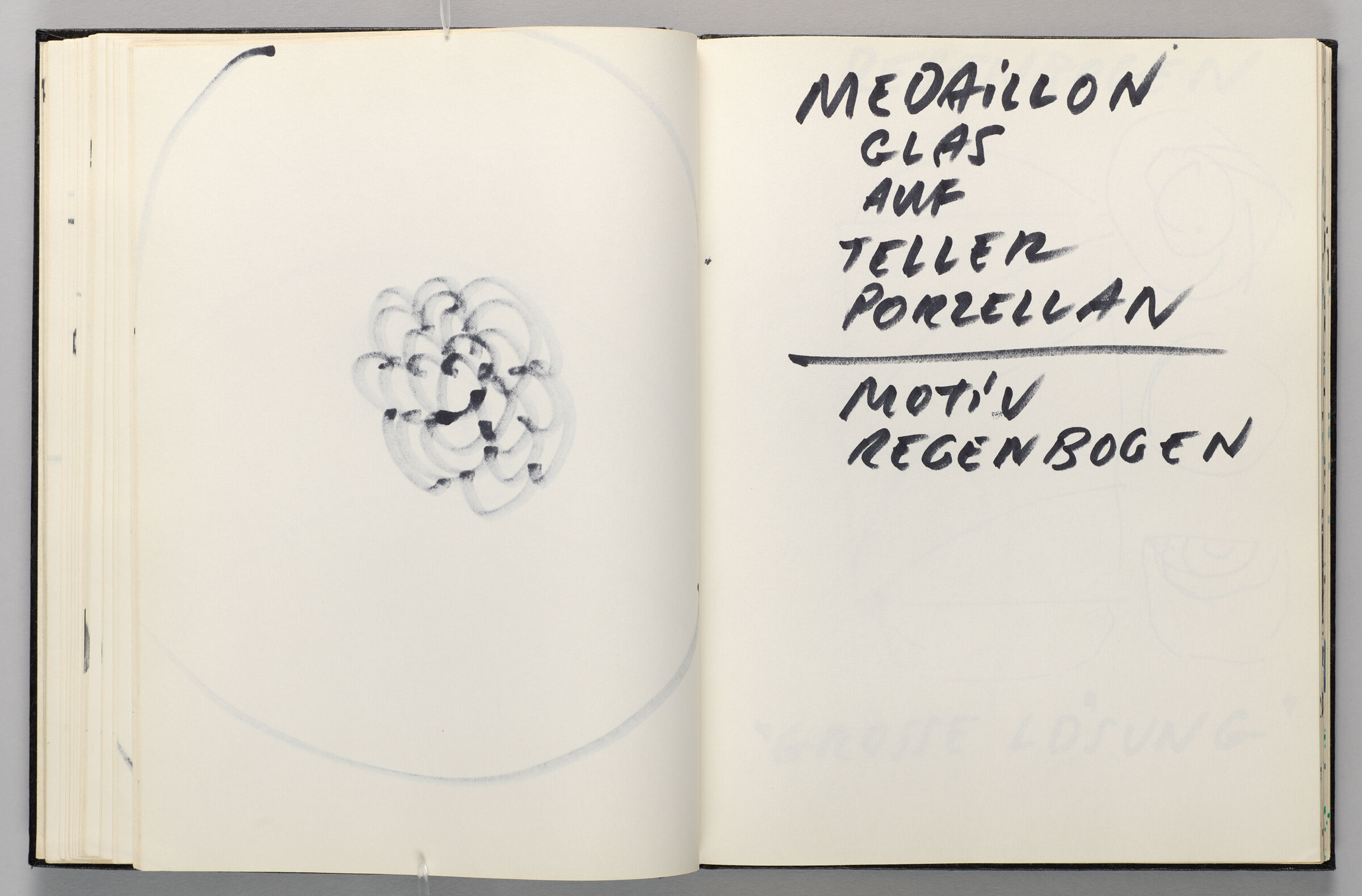Untitled (Bleed-Through Of Previous Page, Left Page); Untitled (List For Designs, Right Page)