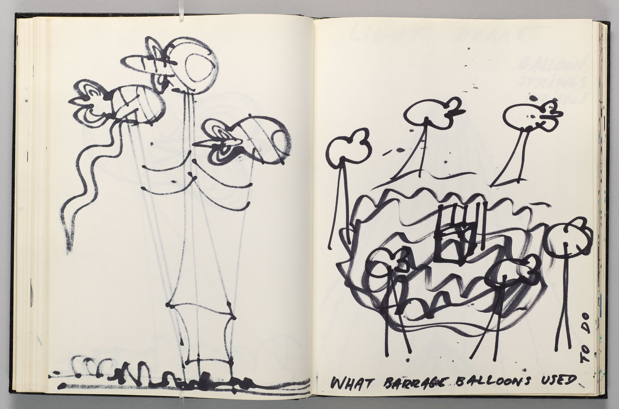 Untitled (Bleed-Through Of Previous Page, Left Page); Untitled (Barrage Balloons, Right Page)