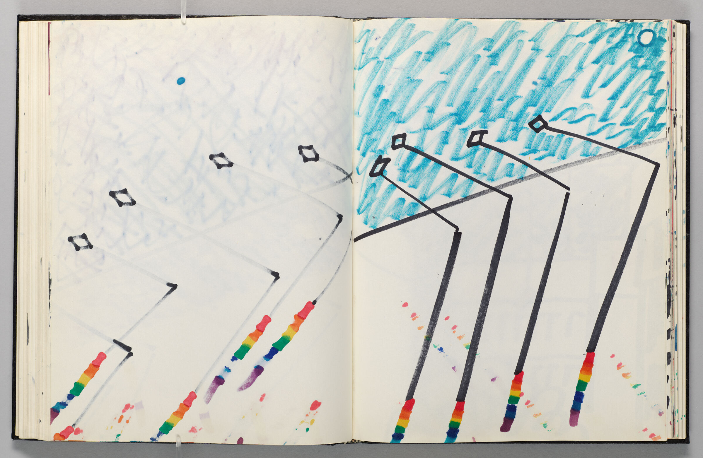 Untitled (Bleed-Through Of Previous Page, Left Page); Untitled (Prisms Projecting From Facade Incorporating Bleed-Through From Previous Pages, Right Page)