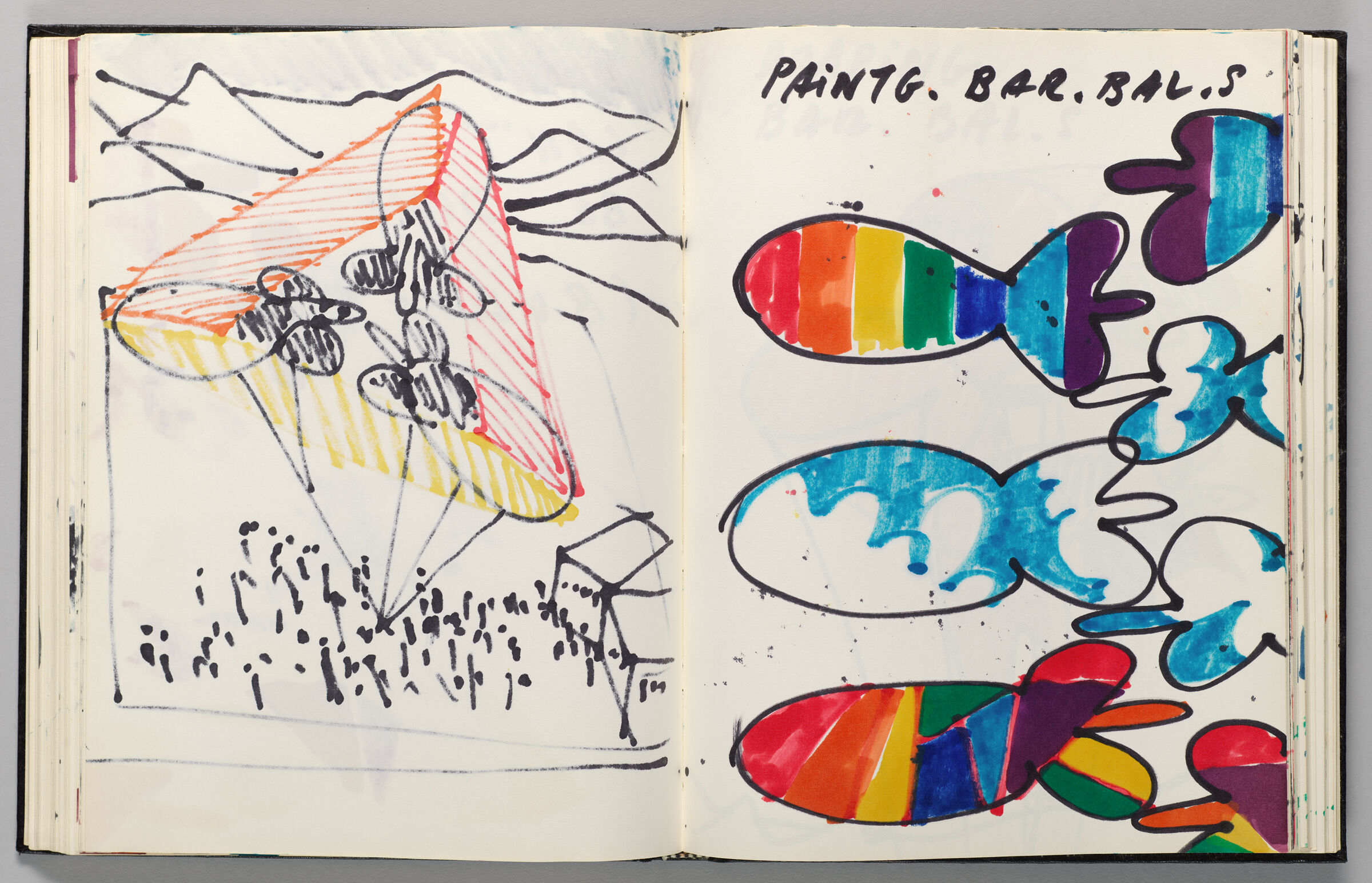 Untitled (Bleed-Through Of Previous Page, Left Page); Untitled (Barrage Balloon Designs, Right Page)
