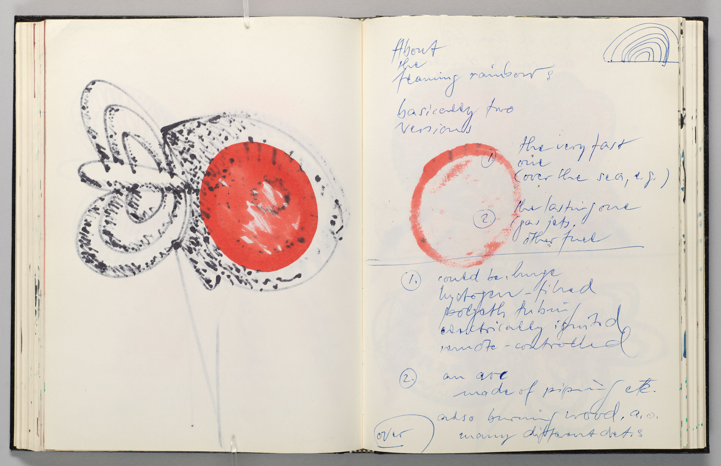 Untitled (Bleed-Through Of Previous Page, Left Page); Untitled (Notes Atop Bleed-Through Of Red Circle, Right Page)