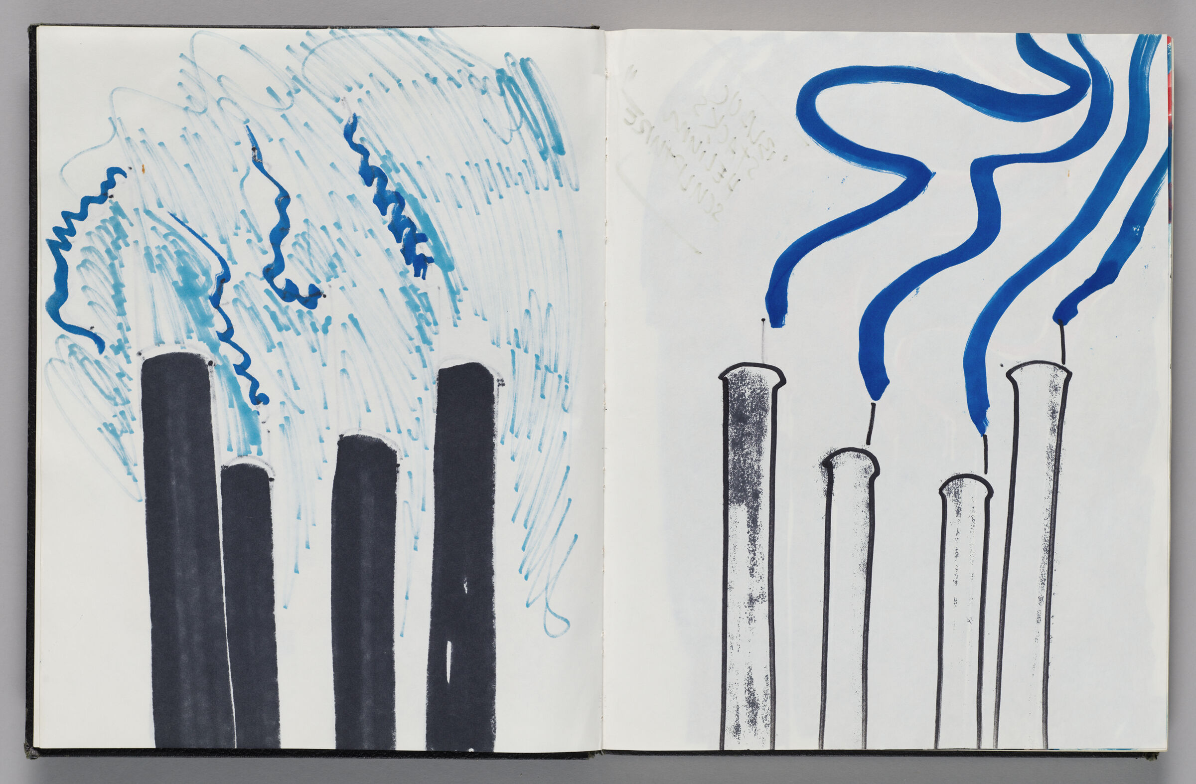 Untitled (Bleed-Through Of Previous Page, Left Page); Untitled (Designs For Wind Socks Using Color Transfer, Right Page)