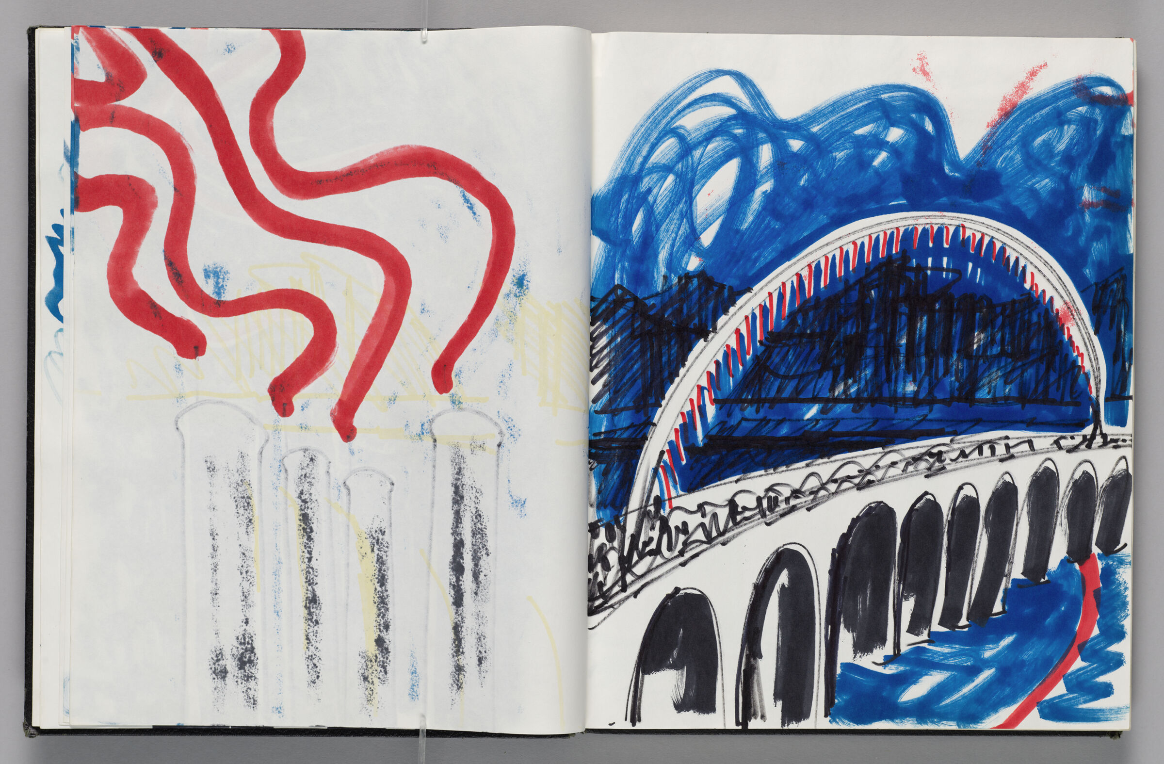 Untitled (Bleed-Through Of Previous Page, Left Page); Untitled (Design For Neon Rainbow Across Bridge, Right Page)