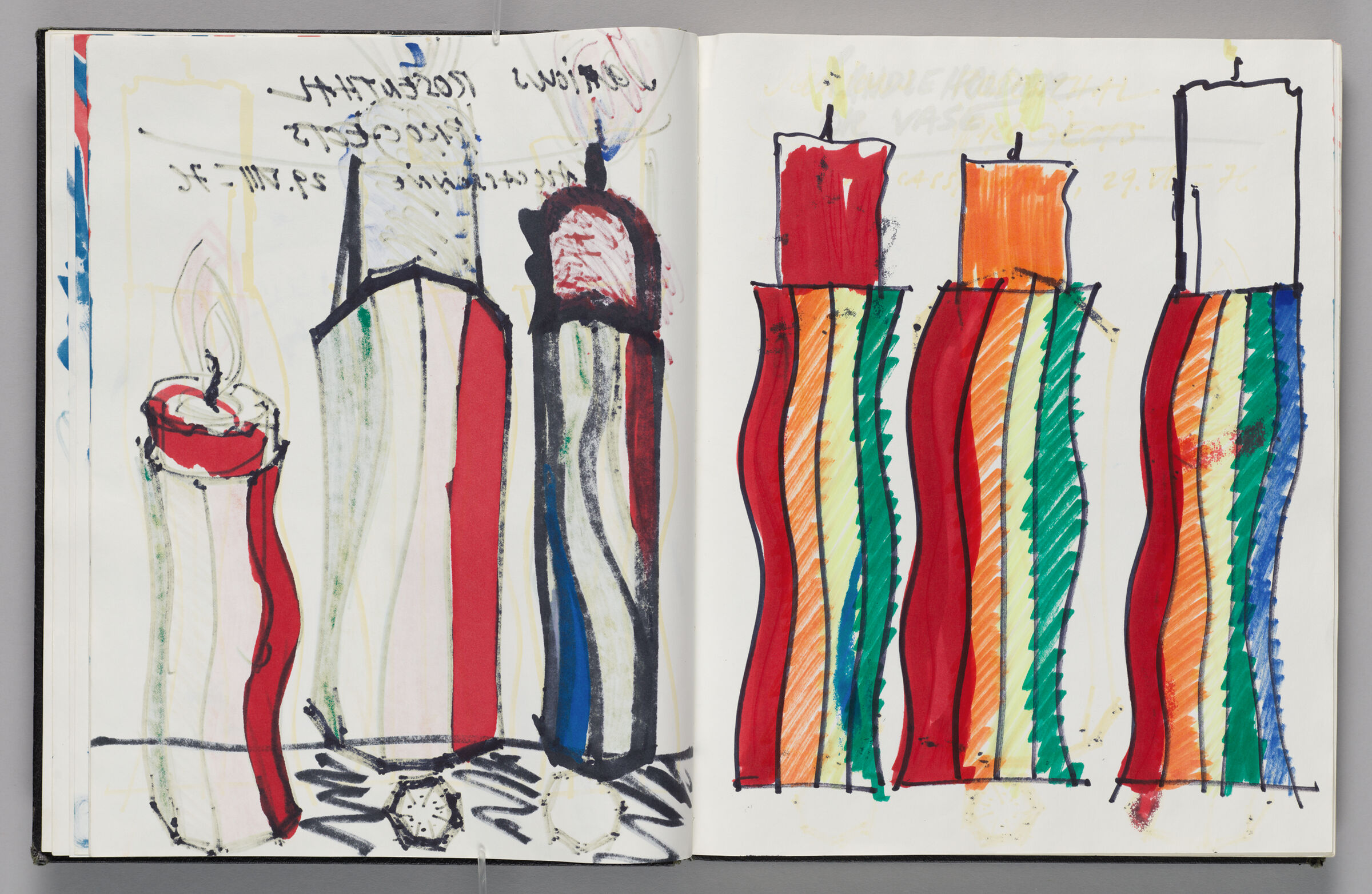 Untitled (Bleed-Through Of Previous Page, Left Page); Untitled (Rosenthal Candleholder Designs Atop Color Transfer, Right Page)
