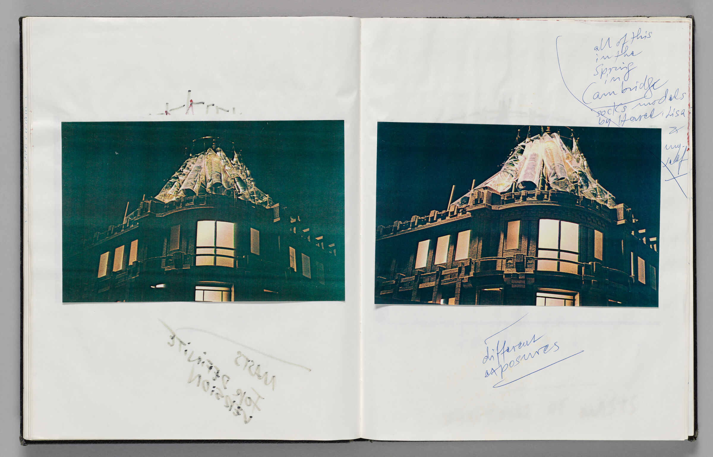 Untitled (Pasted Photograph, Left Page); Untitled (Pasted Photograph With Notes, Right Page)