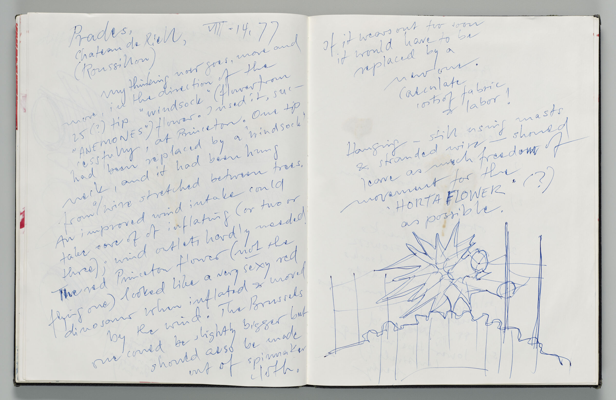 Untitled (Extensive Notes And Design For Inflatable Sculpture, Two-Page Spread)
