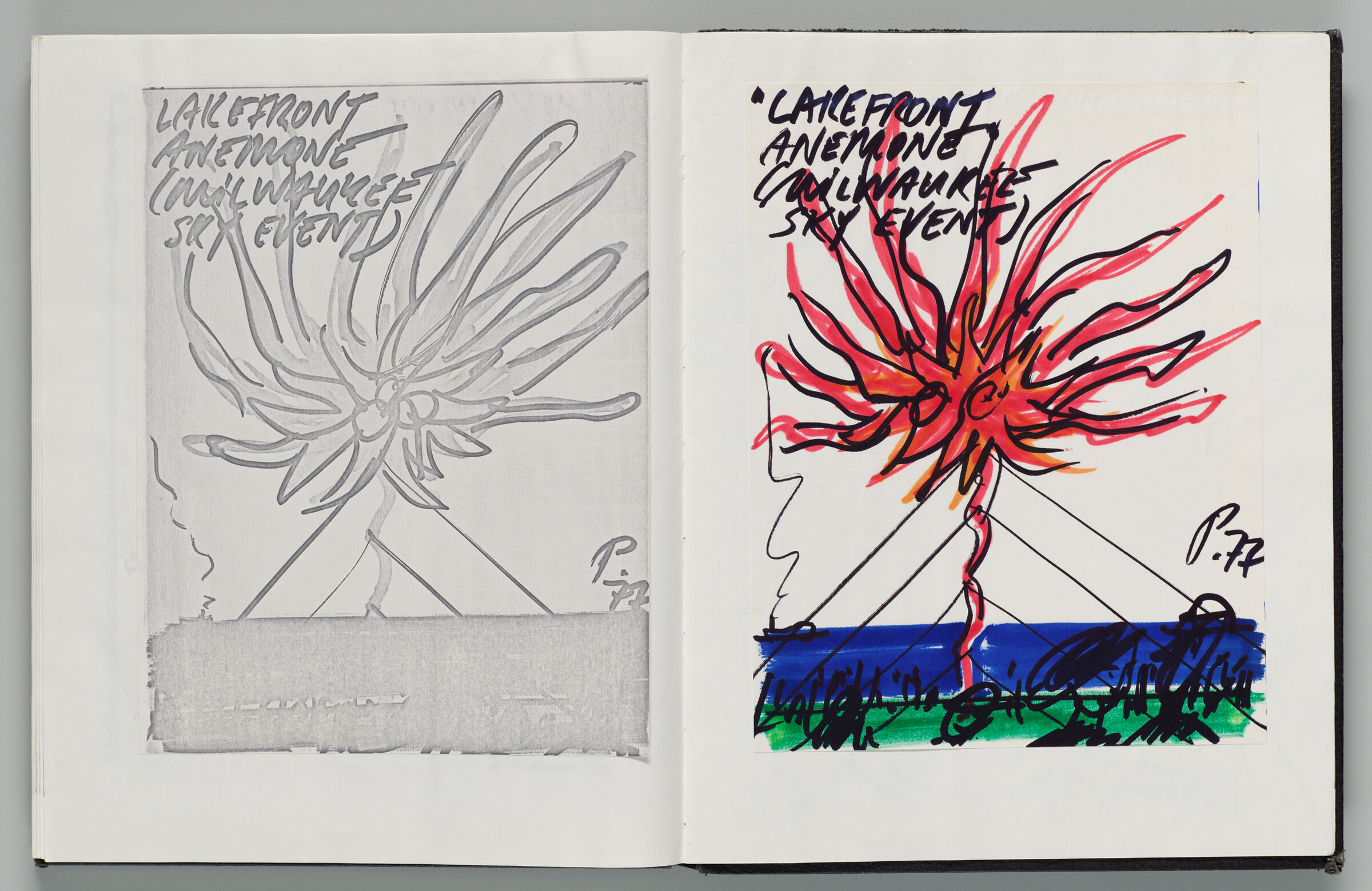 Untitled (Pasted Photocopy Of Sky Event Sketch, Left Page); Untitled (Pasted Sky Event Sketch, Right Page)