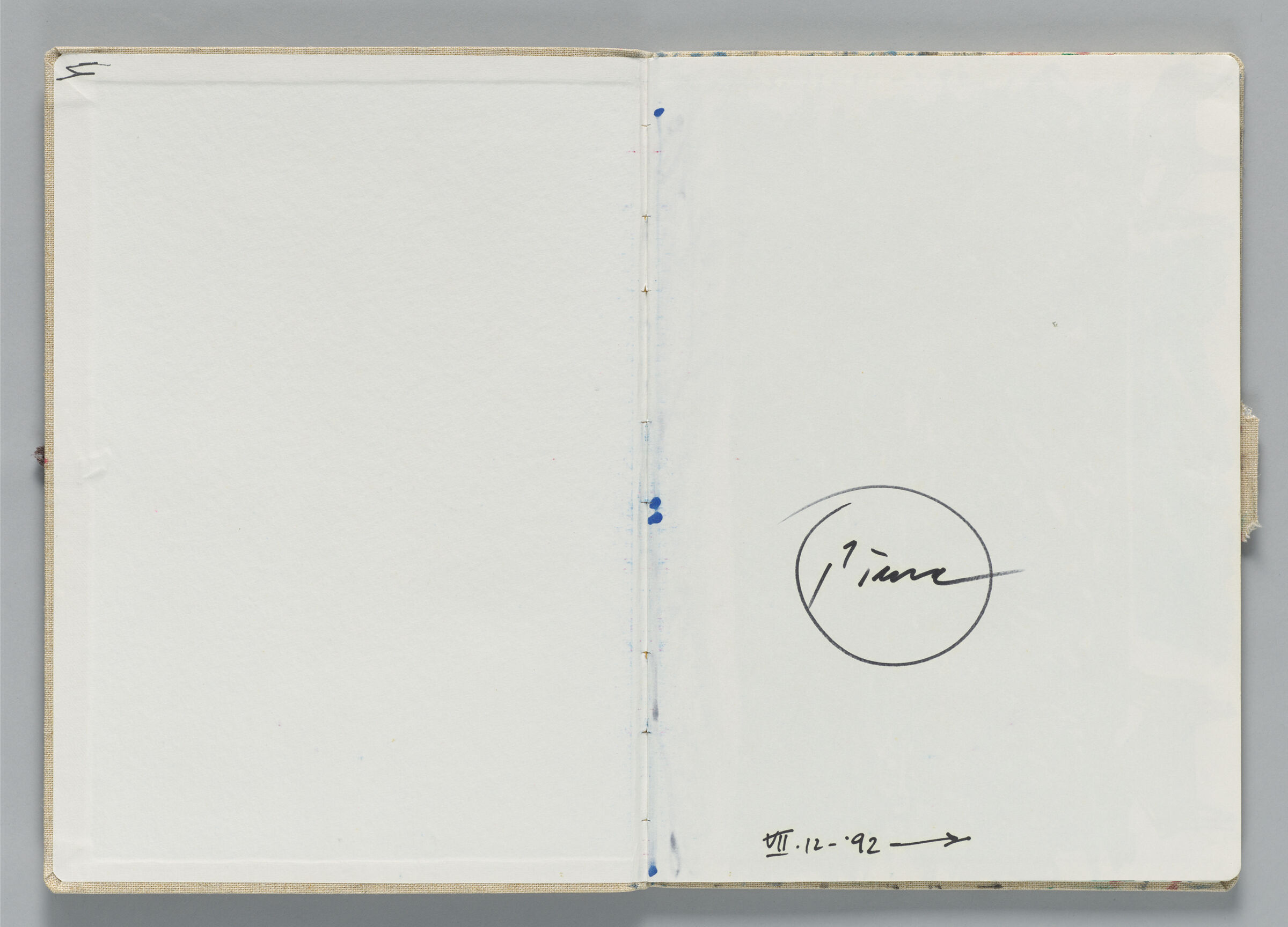 Untitled (Front Endpaper, Left Page); Untitled (Piene Signature, Right Page)