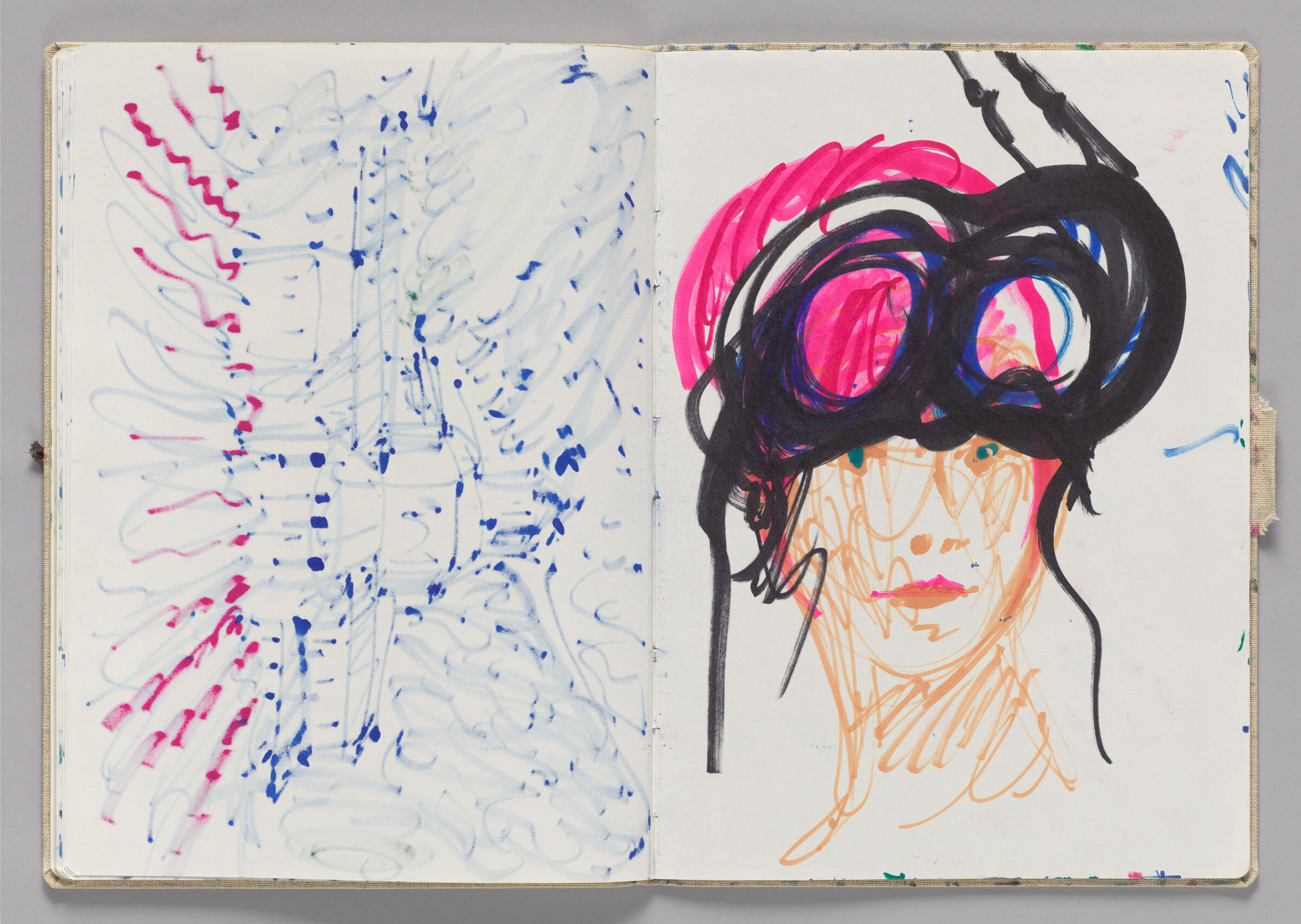 Untitled (Bleed-Through Of Previous Page, Left Page); Untitled (Figure In Swimcap With Goggles, Right Page)