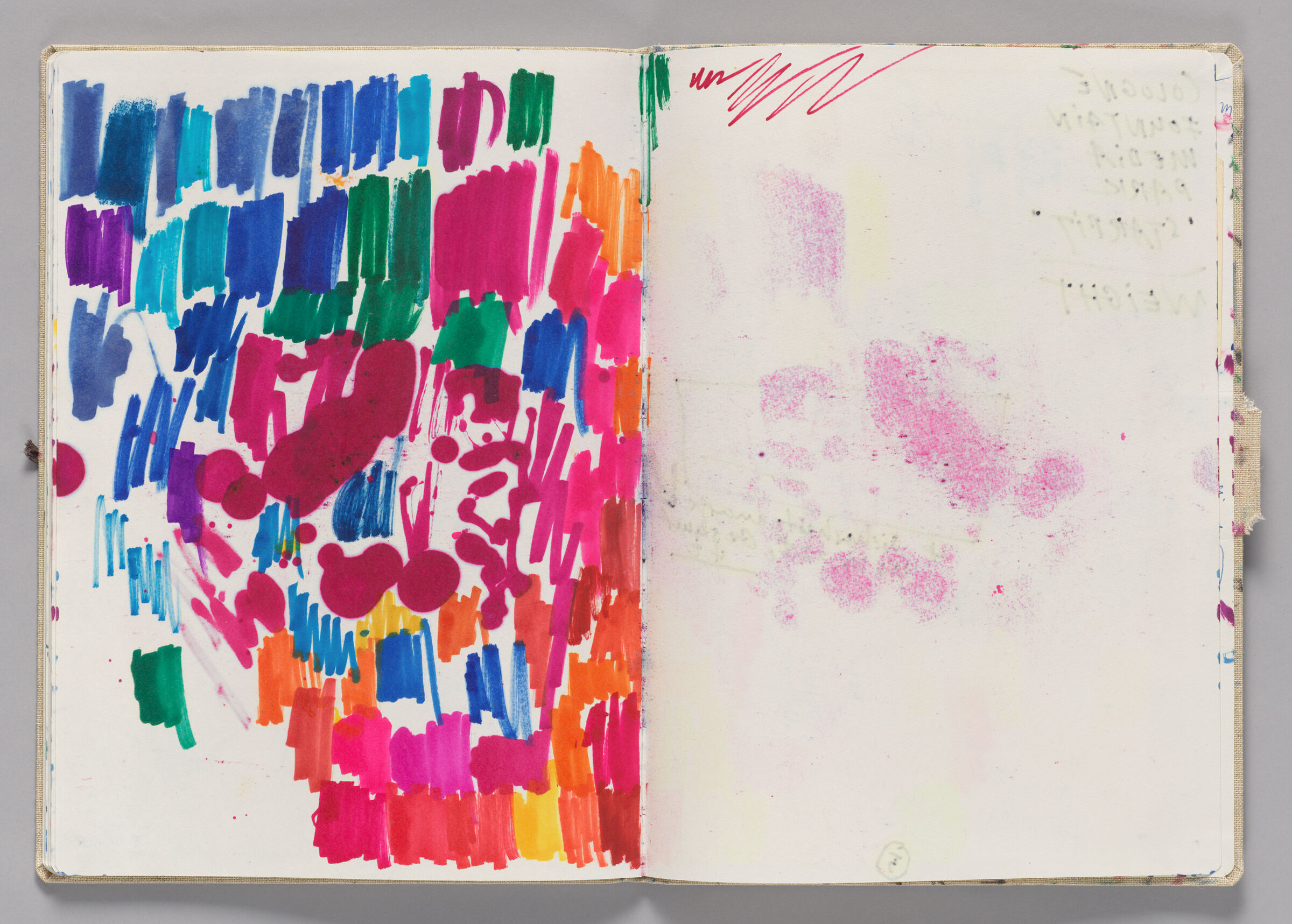 Untitled (Bleed-Through Of Previous Page, Left Page); Untitled (Marker Test, Right Page)