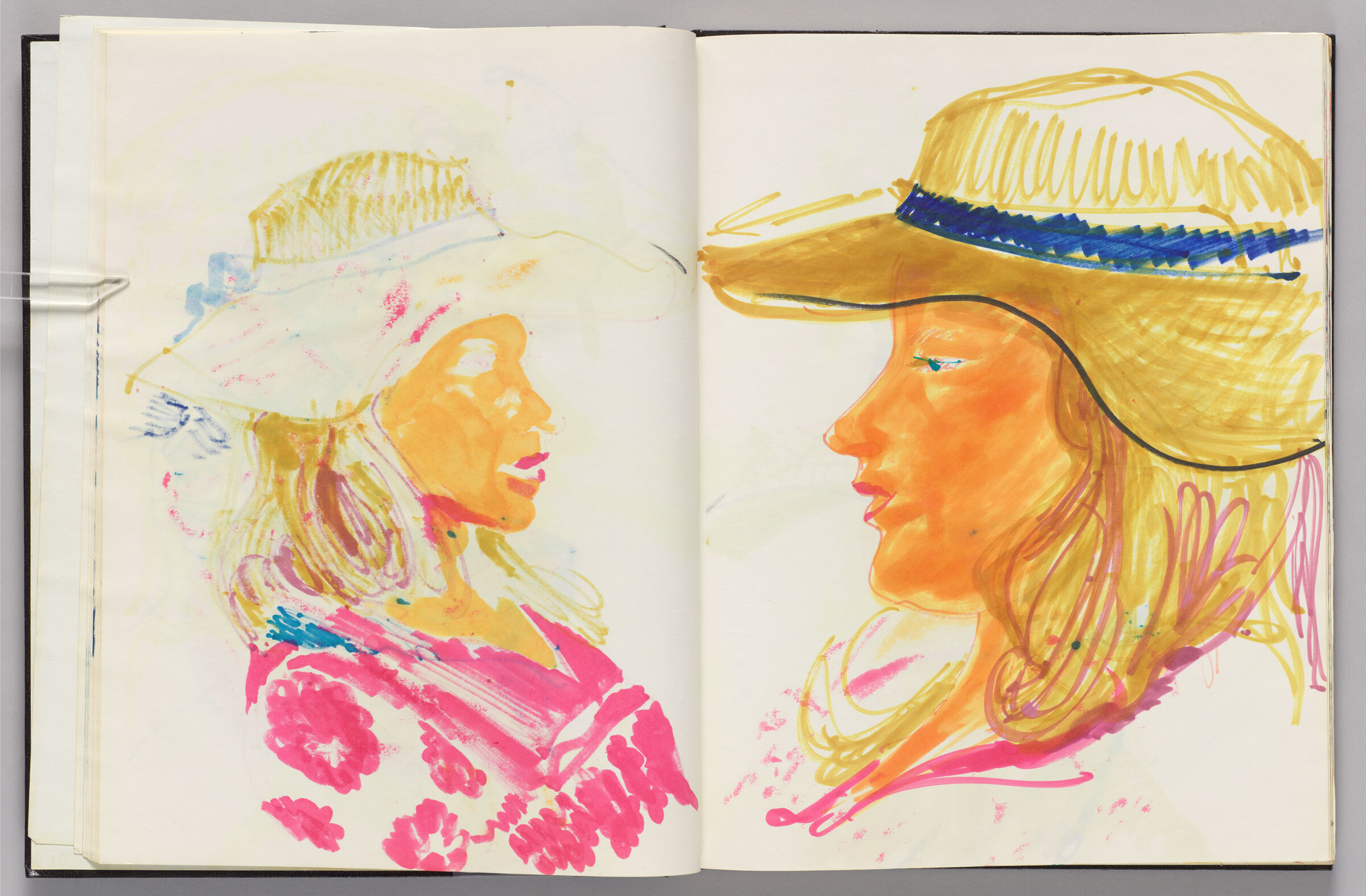 Untitled (Bleed-Through Of Previous Page, Left Page); Untitled (Profile Portait Of Female Figure (Elizabeth Goldring), Right Page)