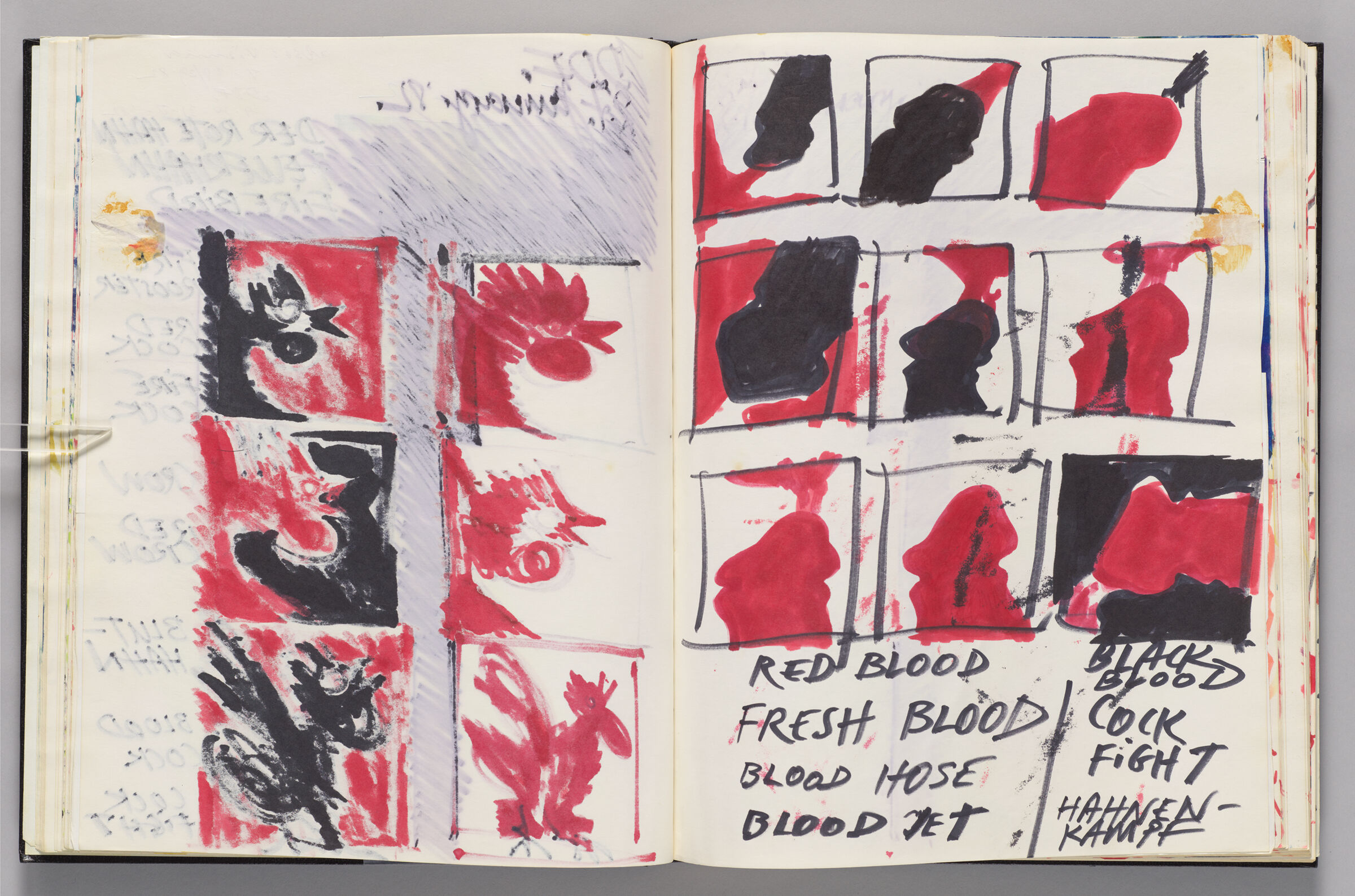 Untitled (Bleed-Through Of Previous Page, Left Page); Untitled (Red Blood/Fresh Blood, Right Page)