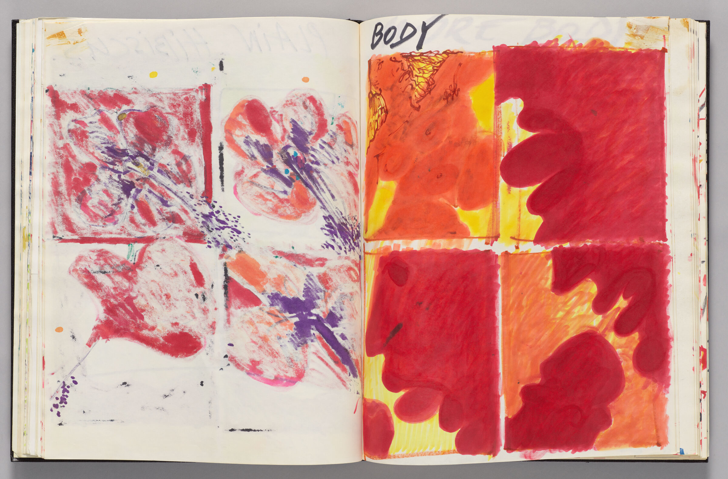 Untitled (Bleed-Through Of Previous Page, Left Page); Untitled (Body Sketches, Right Page)